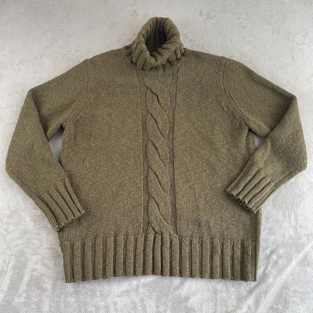 Tommy Bahama Luna Bay Cable Turtleneck‎ Sweater Women XL Military Green NWT $138